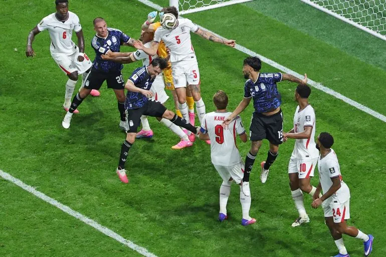 epa13113866 John Stones of England (C) in action during the FIFA World Cup 2026 semifinals match England against Argentina, in Atlanta, USA, 15 July 2026. EPA/CRISTOBAL HERRERA-ULASHKEVICH